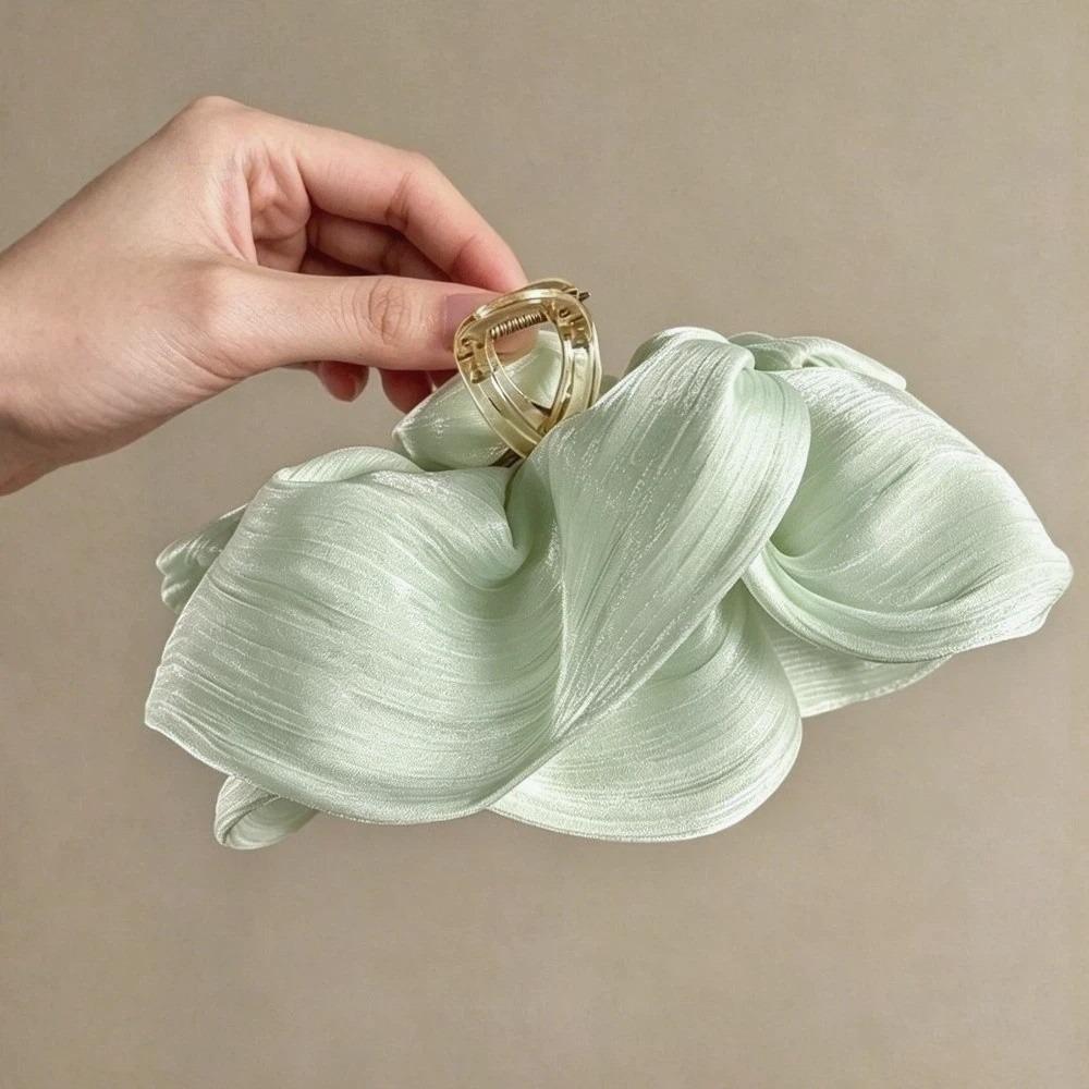 Tulle Material Pleated Hair Claw Large Size Mesh Flower Hair Clip Cloud Crab Claw Clip Commute