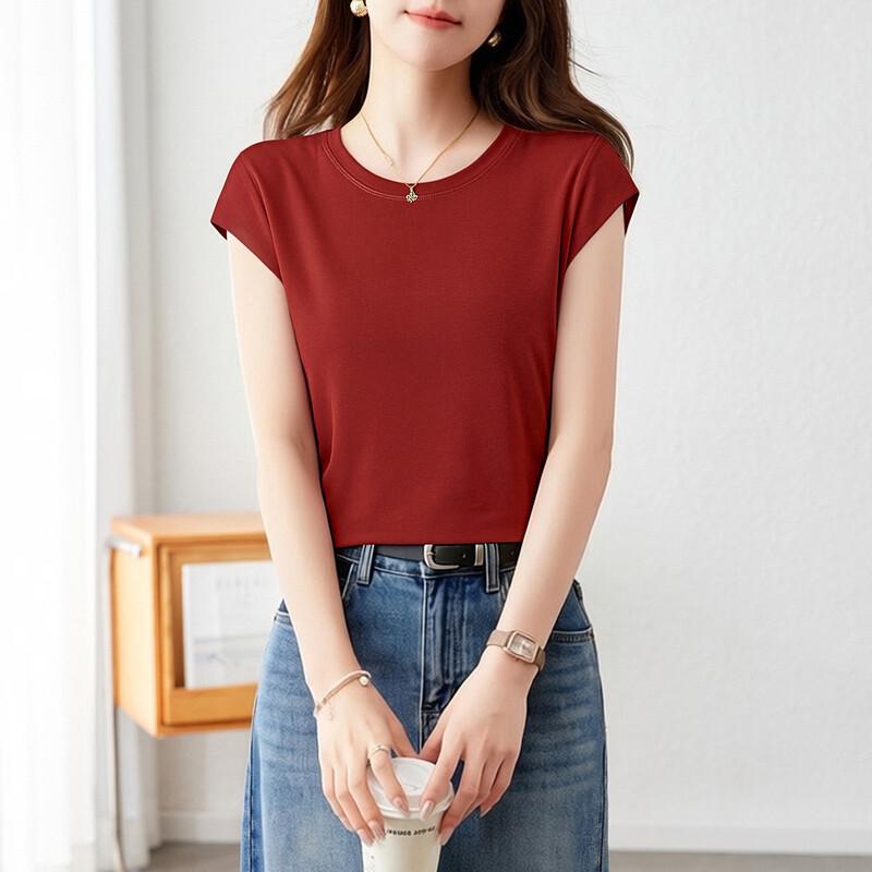 Srcr Women s Knitted Mulberry Silk Short Sleeve T-Shirt 3XL