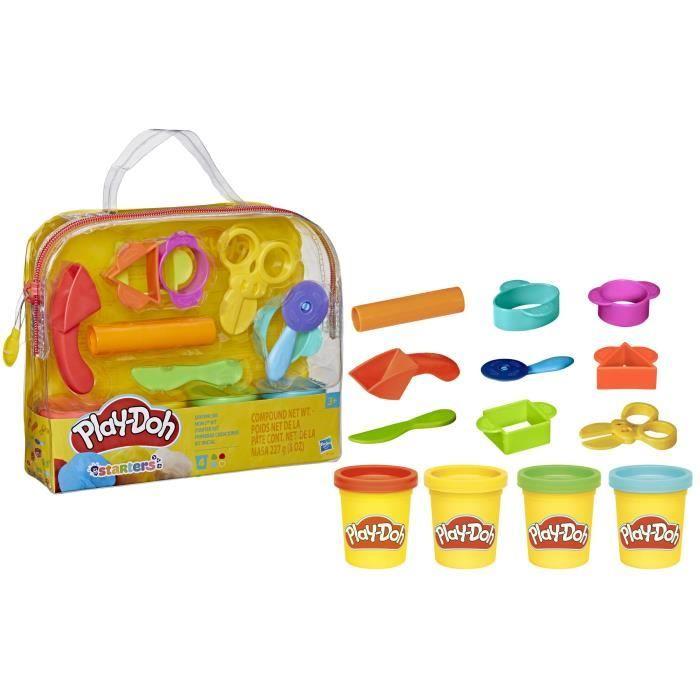 Play-Doh Mon 1er Kit, 9 accessoires avec étui de rangement et 4 pots de pâte à modeler, loisir créatif pour tout-petits, Dès 3 ans
