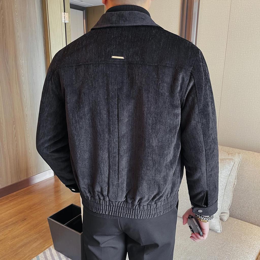 2025 Winter Men's Retro Faux Suede Lapel Motorcycle Leather Jacket - Korean Style Casual Cool Streetwear.