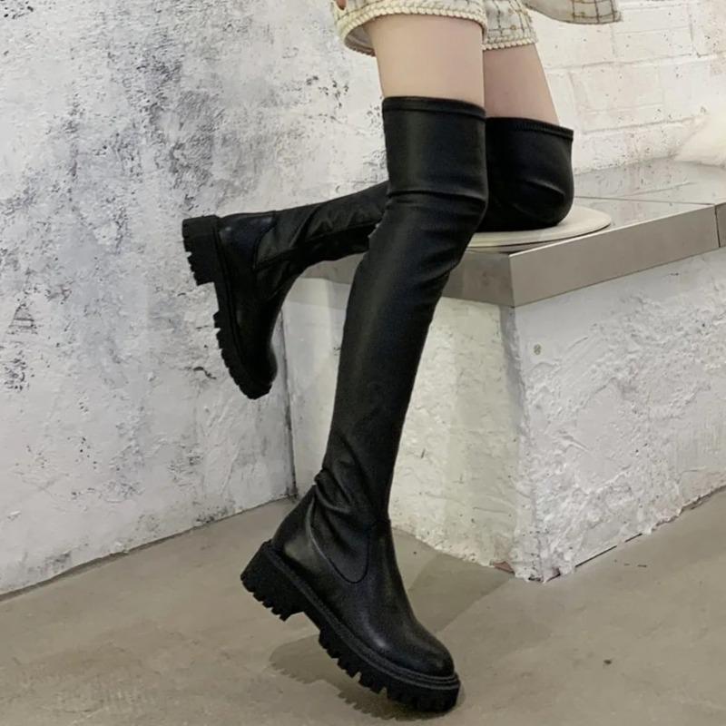 Design Skidproof Sole Cosy Chunky Heels Fashion Stylish Leisure Cool Winter Over The Knee High Boots Shoes Women