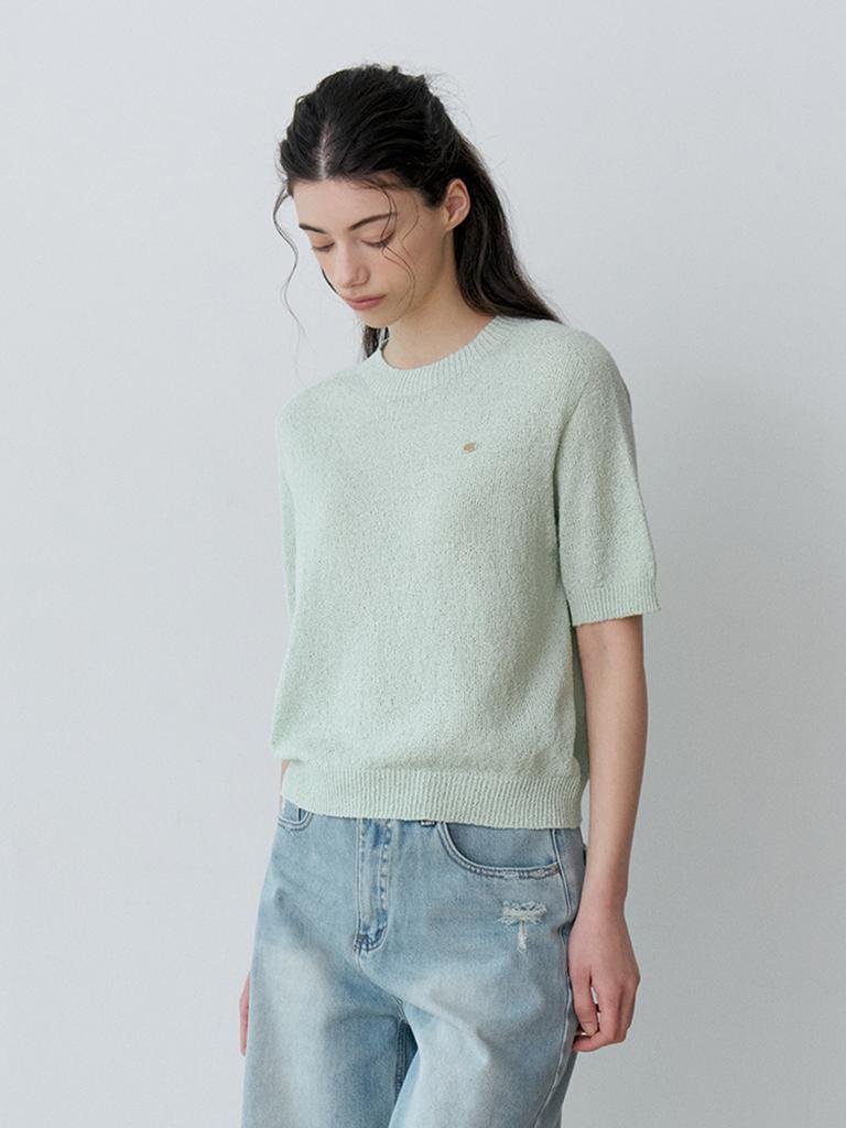 LE STUDIO Air Cool Textured Short Sleeve Knit (Lgn)