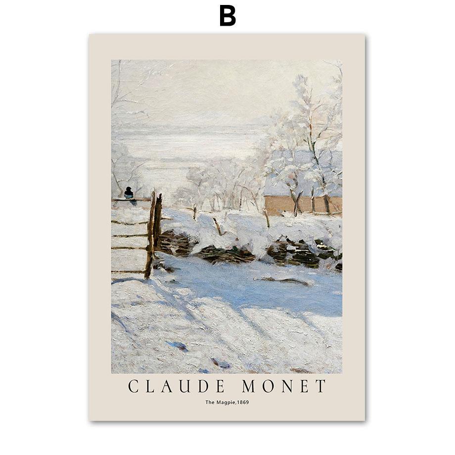 Claude Monet Abstract Retro Impressionist Wall Art, Canvas Nordic Posters and Prints, Wall Pictures for Living Room Decor