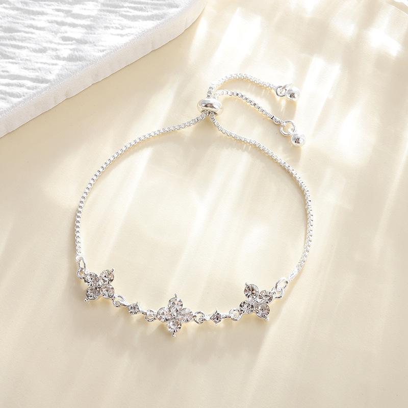 Korean Style Zircon Flower Bracelet for Women - Trendy, Simple, Personalized Design