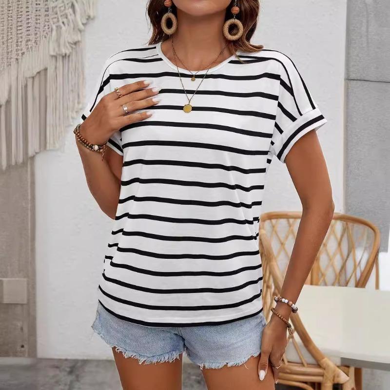 

Женская футболка с круглым вырезом, пэчворк, в полоску, с коротким рукавом, универсальная верхняя одежда XL белый