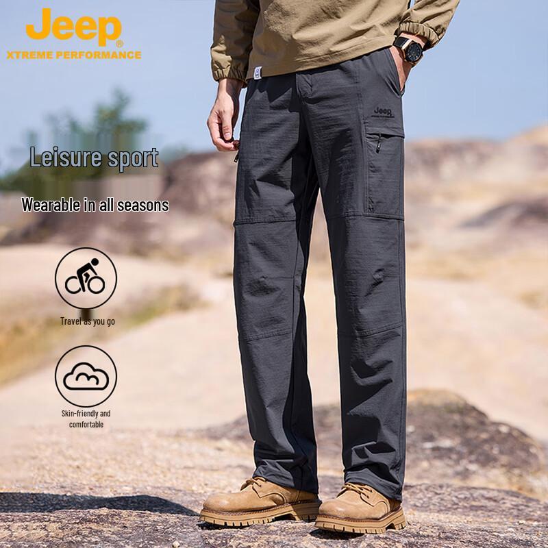 JEEP Unisex American Retro Fleece-Lined Casual Long Pants XL