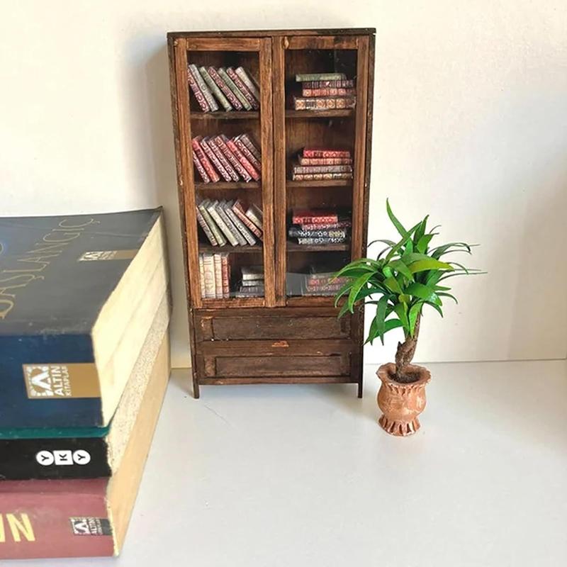 Sensory Miniature Bookshelf Wooden Display Bookcase Sensory Book For Home School Travel Outgoing Working Relaxing Decorations Gi