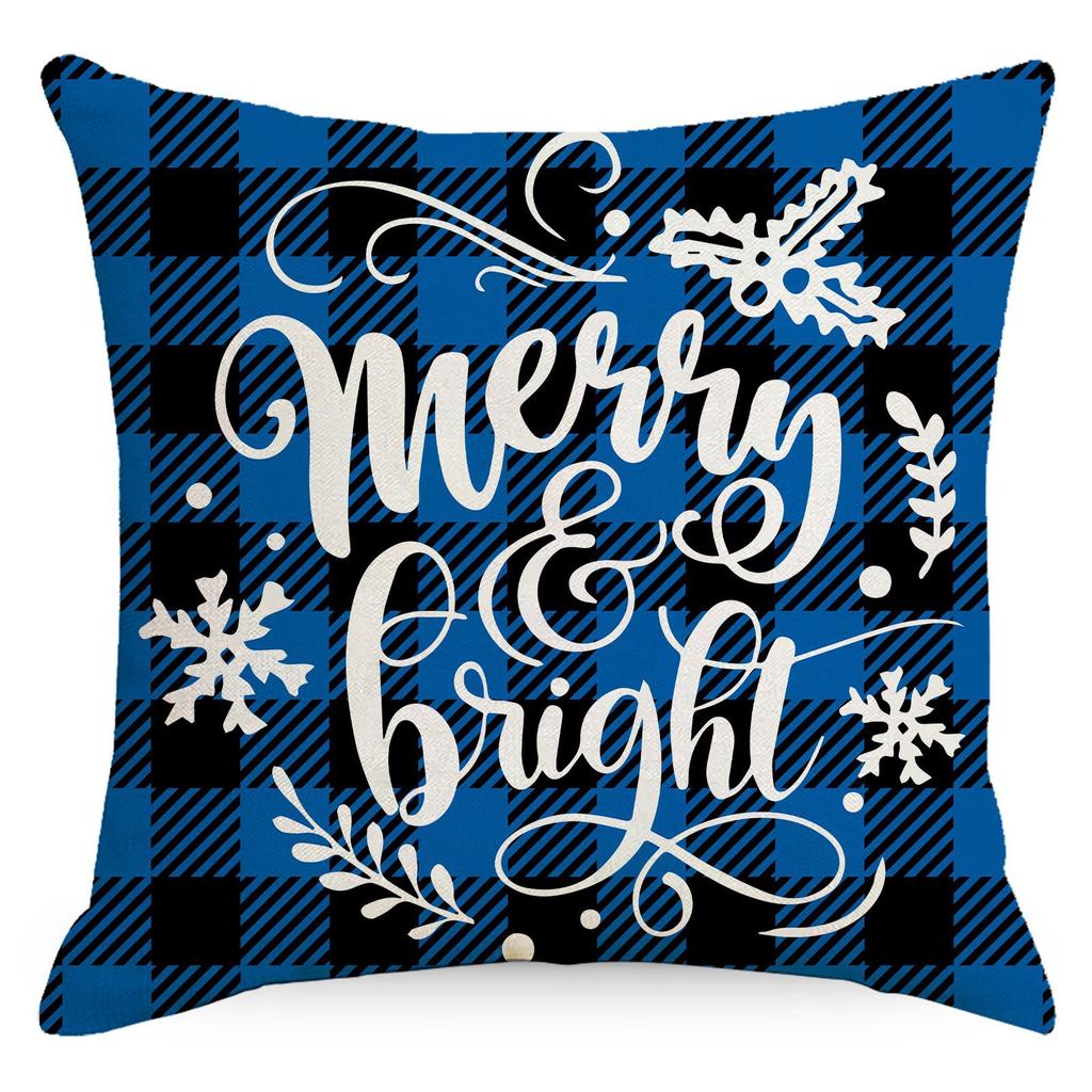 Weihnachten Kissenbezug Blaues Karo Weihnachtsmann Druck Kissen Zuhause Kissenbezug Sofakissen