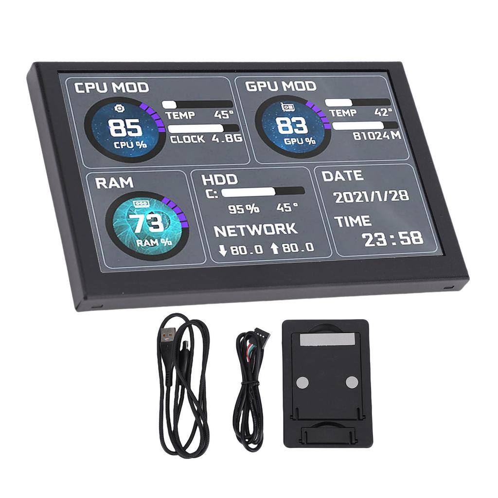 Computer Temp Display 5 Inch Dynamic Theme Supported USB Type C ARGB PC Case Sensor Panel PC Secondary Screen for