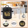 Bacon Grease Container 46 Oz Large Enamel Grease Saver Retro Fat Container Multi-purpose Oil Keeper Can for Kitchen Accessories