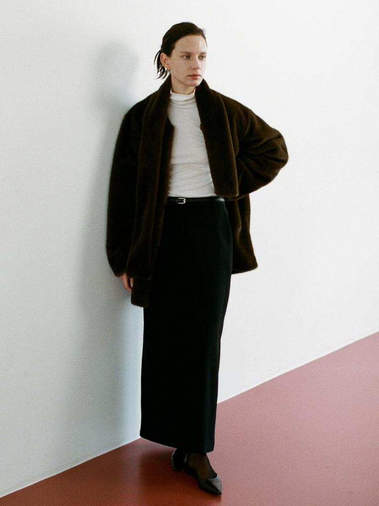 TEXT ROOM Minimal Wool Maxi Skirt_Black