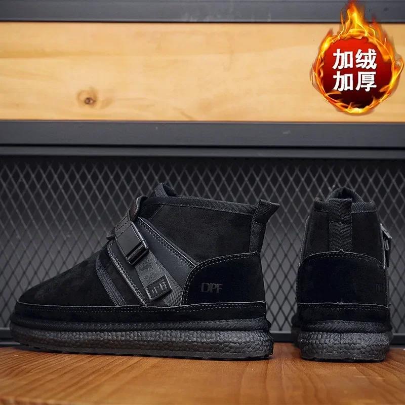 

Fashion Men s Cold Resistant High Top Snow Boots Winter Plush Insulation Retro Anti Slip Cotton Shoes Outdoor Vacation Leisure Shoes24 39 чёрный