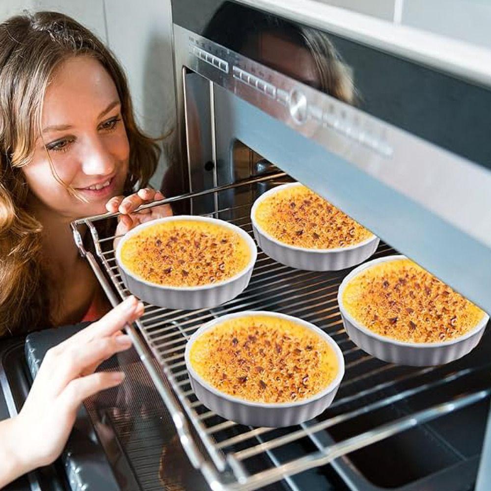 6pcs Shallow Tart Baking Pan Ceramic Souffle Dishes Mini Pie Baking Tray  Bakery