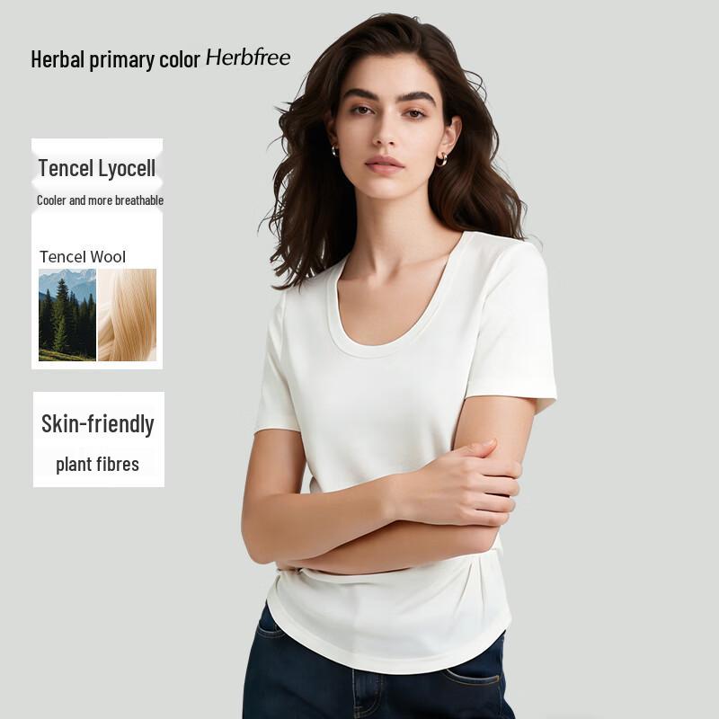 

Women s Slim-Fit Lyocell Tencel Short-Sleeve T-Shirt L