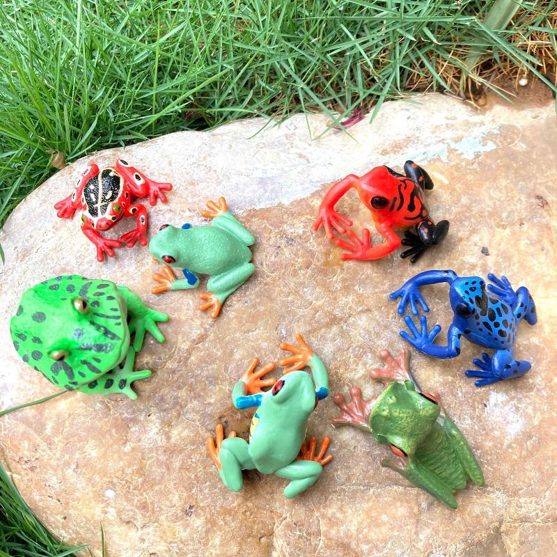1Pcs Hand Painted Amphibious Animal Figurine Educational Realistic Toad Frog Figure Rubber Animal Model Toy For Kids