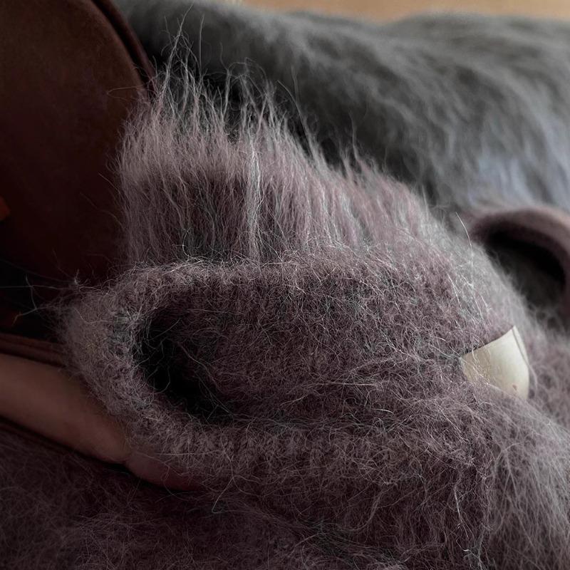 Premium purple mohair sweater women's winter soft waxy loose lazy mink velvet knitted sweater top thick