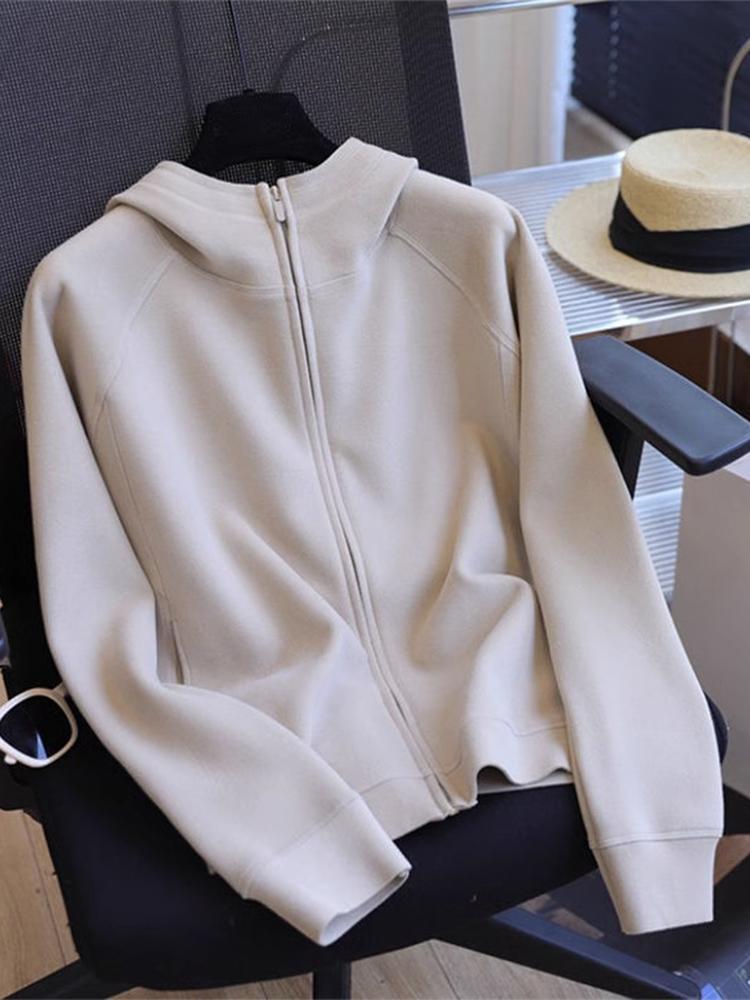 Petite Women's Hooded Zip-Up Sweatshirt: 2025 Sporty Spring Jacket