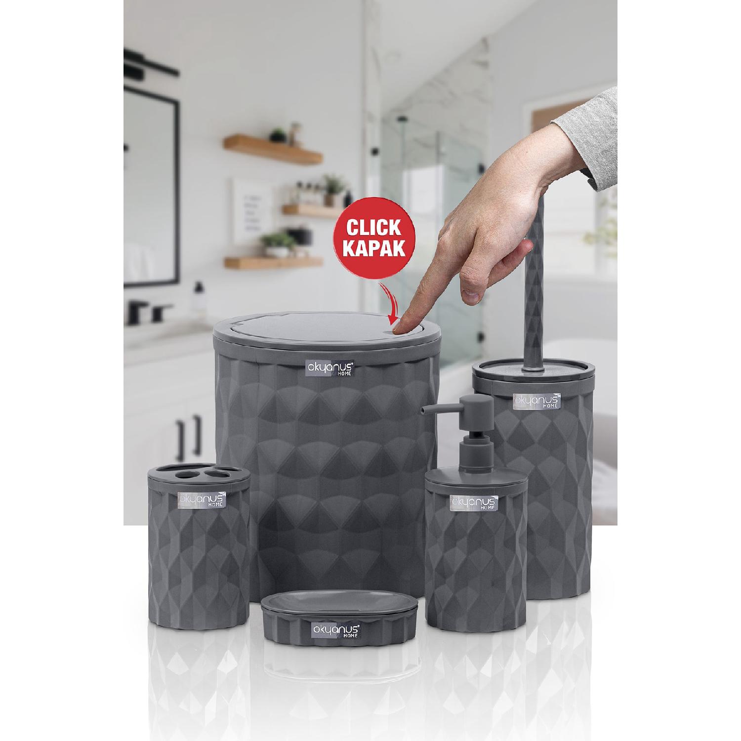 

Набор из 5 предметов для ванной комнаты Diamond Anthracite Click Cover