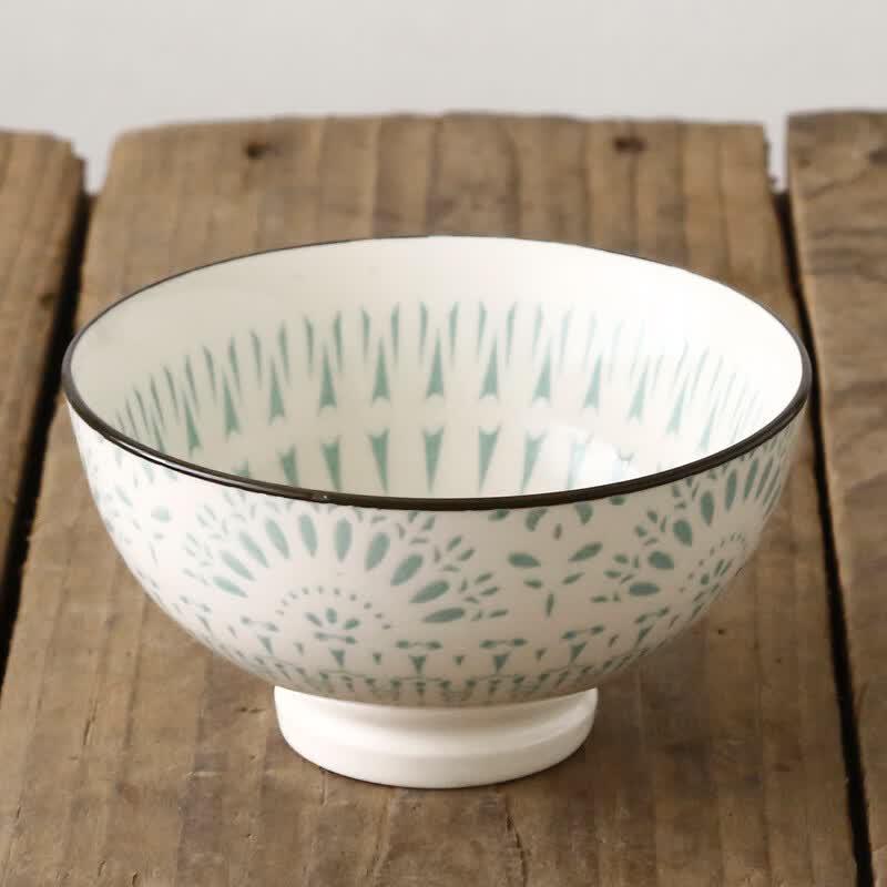 Dairuien Nordic Underglaze Ceramic High-Footed Rice & Porridge Bowls 4.5 inch (3-Pack)