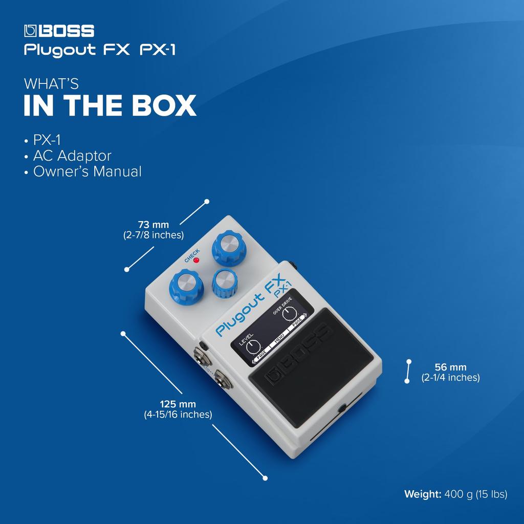 BOSS FX Innovative convertible hardware platform Up to 16 iconic BOSS effects in one compact pedal Authentic tone and response Pedalboard PX-1