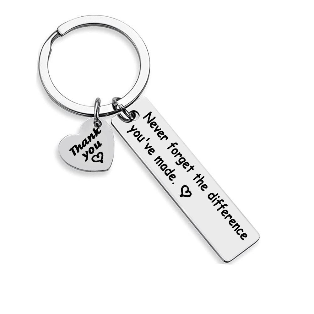 Stainless Steel Keychain Grateful Inspirational for Colleagues Teachers Holiday Gift Stainless Steel Keychain for Backpack Bag Pendant
