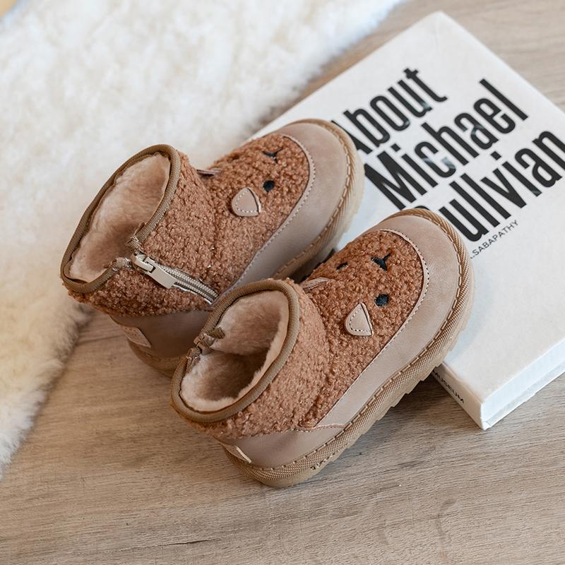 Children's Snow Boots Cartoon Cute 2024 Winter New Plush Comfortable Anti Slip Warm Cotton Boots Boys Girls Zipper Outdoor Boots