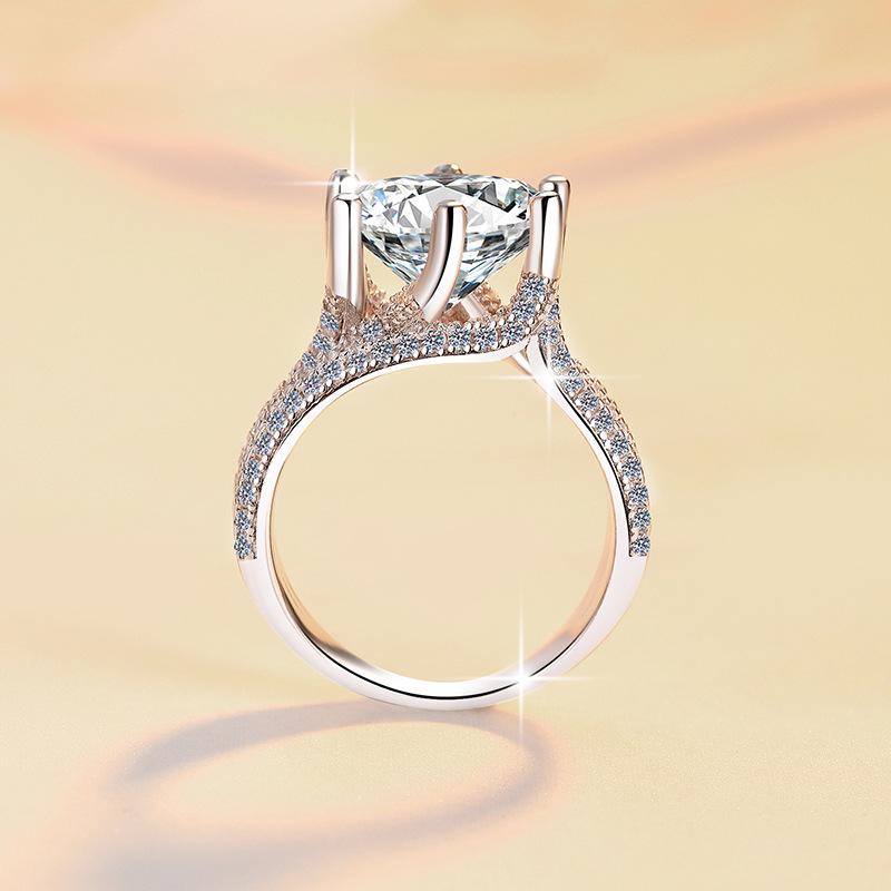 Three Lifetimes of Love PT950 Platinum 5CT Moissanite Ring Women's Romantic Sparkling Engagement Band