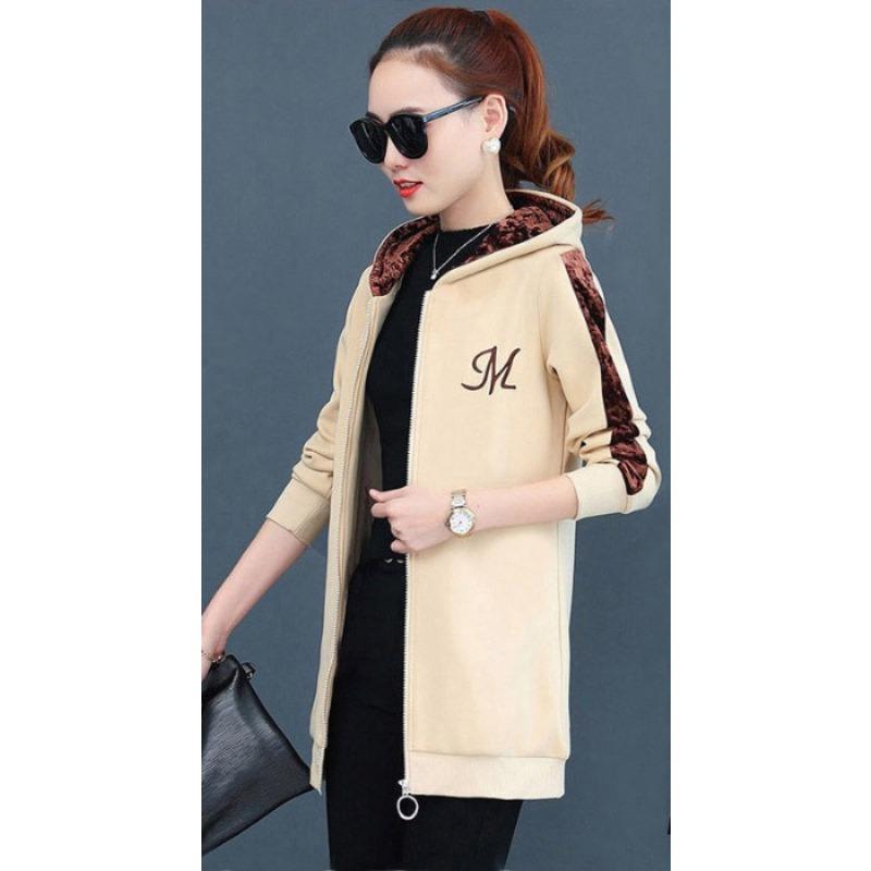 

Осень и Зима Новое Бархатное Утепленное Худи Длинное Пальто Свитер Студентки Корейская Версия Свободный Кардиган Блузка Женская Одежда. 3XL