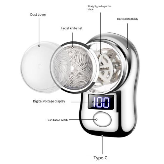 Mini Men Electric Shaver, LED Display Waterproof Wet And Dry Pocket Size Razor, USB Rechargeable Cordless Beard Trimmer
