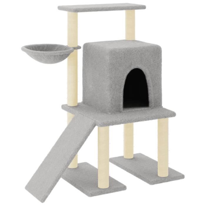 VidaXL Cat Tree with Sisal Scratching Posts Light Grey 96.5 Cm 172077