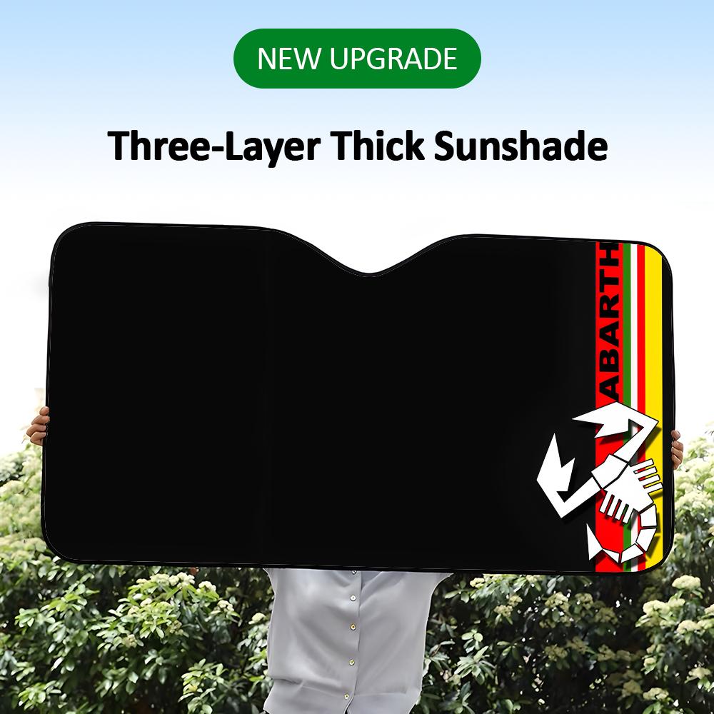 Luxury A-AbarthS-S Logo Car SunShade Visor Reusable Aluminum Foil UV Protector Suction Cups Heat Three-layer Insulation