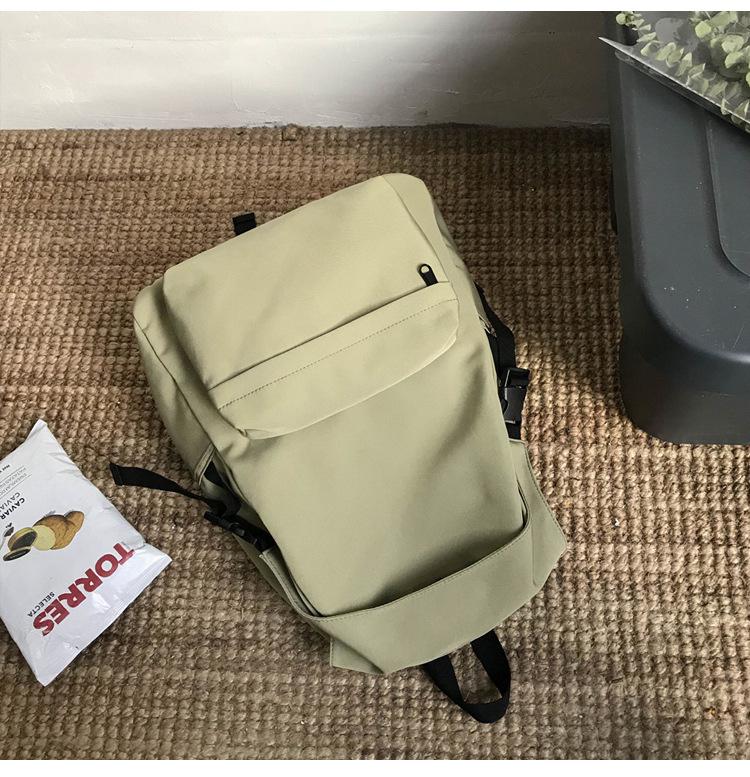 Women's Japanese & Korean Style Nylon Backpack - Solid Color, Lightweight, Fashionable for High School & College Students.