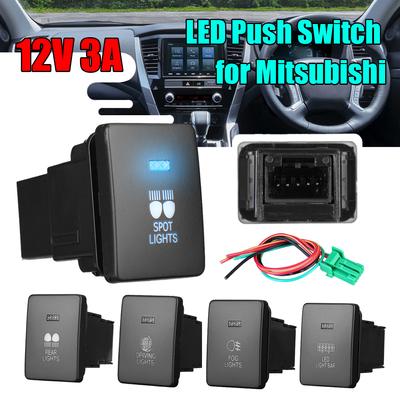 12V Auto Licht Push Button Spot Nebel Fahren Rücklicht LED Licht Bar Schalter für Mitsubishi Mirage LA Outlander ZK Triton MQ MR