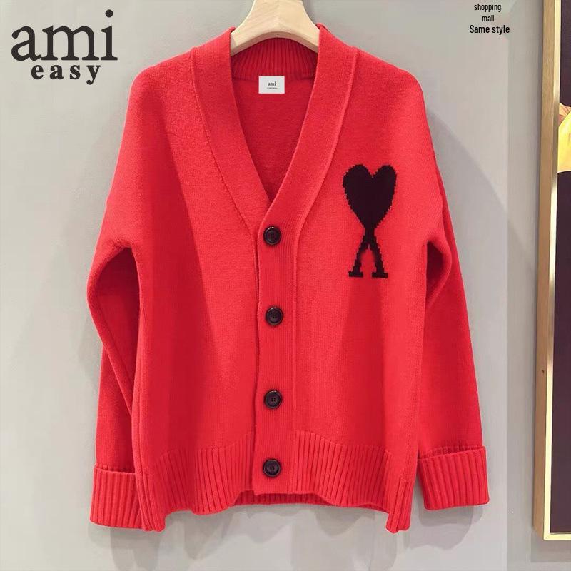 AMI&EASY Men's V-neck Jacquard Knit Cardigan: Trendy, Warm, and Versatile for Autumn and Winter