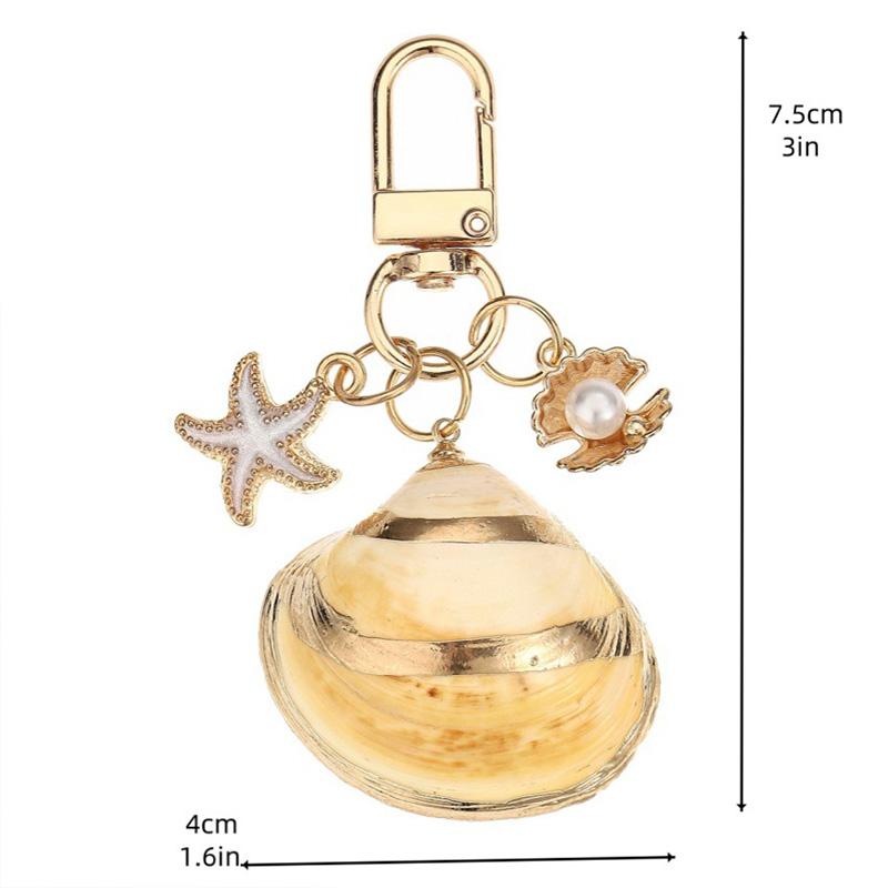 1PC Starfish Shell Fashionable Keychain Creative Keyring Pendant Naturally Conch Bag Charm Asymmetric Shell