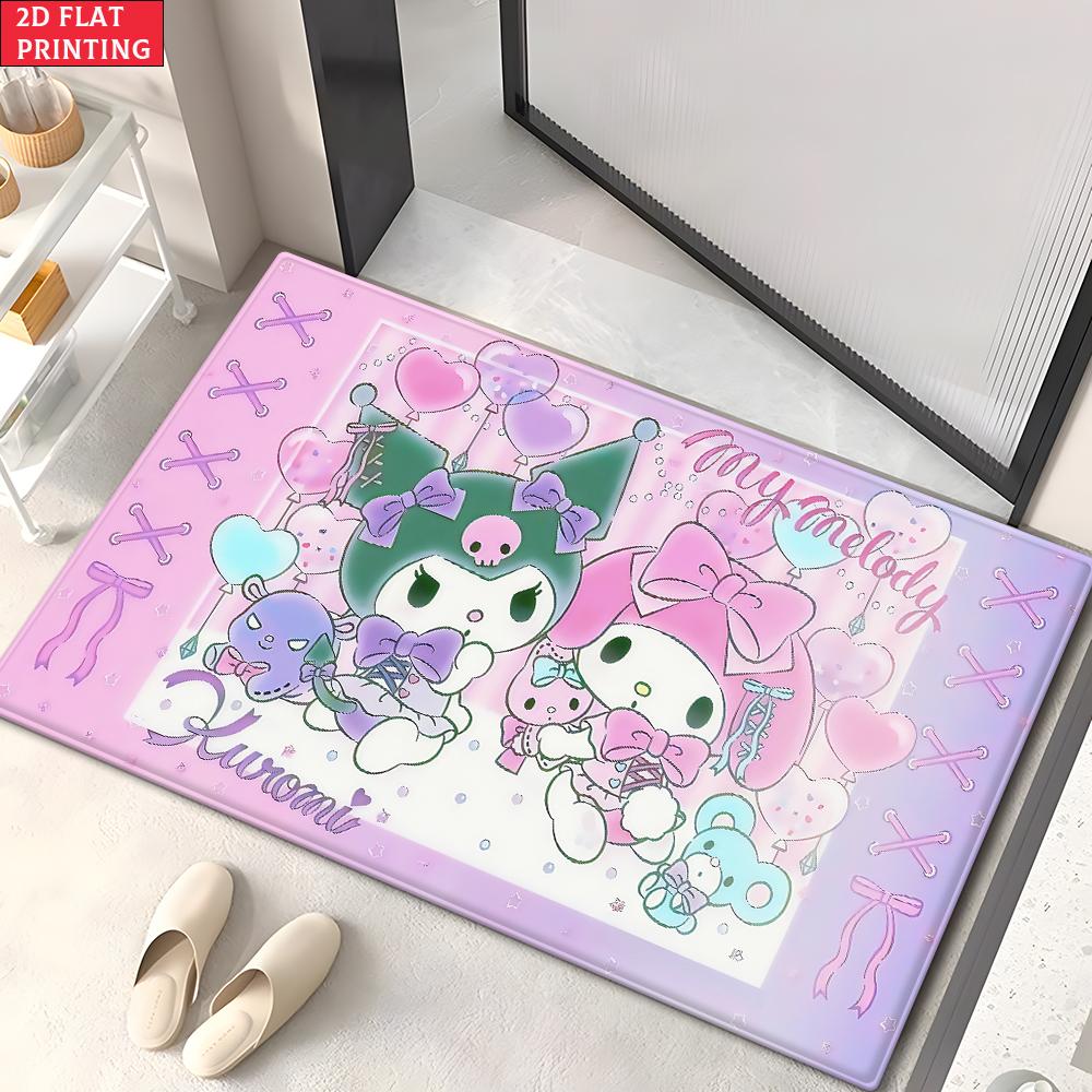 Kawaii Cute Magical Animal Doormat, 2D Print Non-slip Floor Mat,Pink Sweet Entrance Rug for Girls Bedroom Living Room Decor Gift