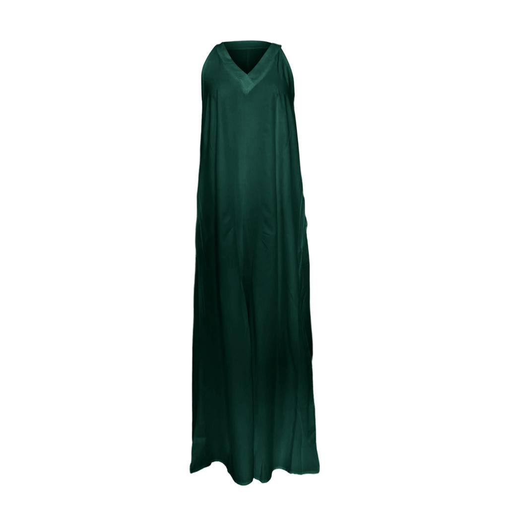 Women's Fashionable Casual Sleeveless Loose Pocket Long Dress
