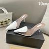 Fashion 2025 New Style Patent Leather Pvc Heart-Shaped Pointed-Toe Thin Heel Half-Slippers High Heel Sandals For Women'S Summer