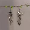 Swallow Willow Leaf Earrings High-End Tassel Long Earrings Women'S Literary Retro Temperament Earrings