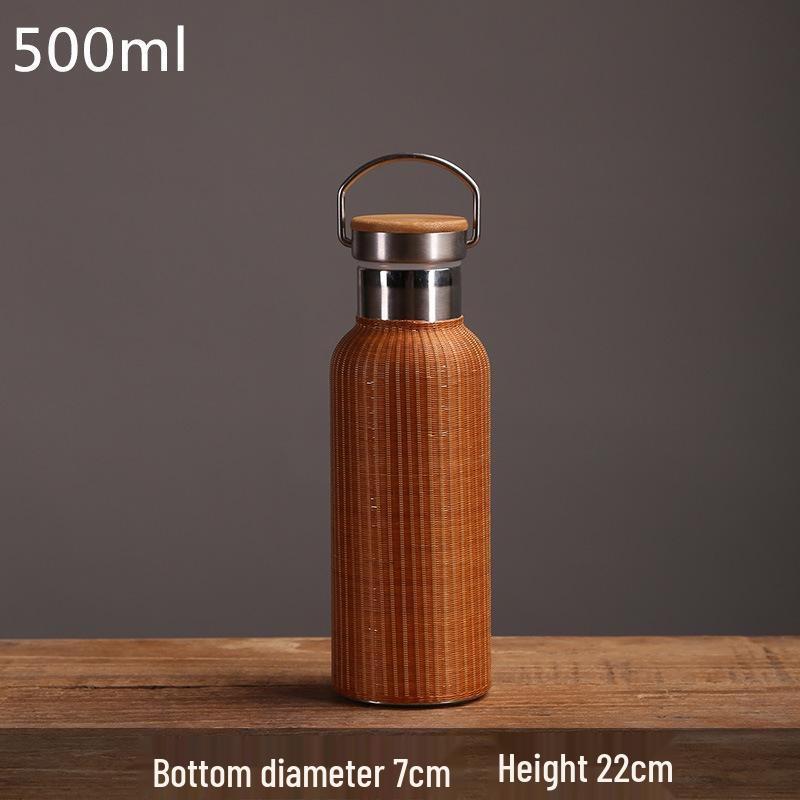 

JingJingRS Bamboo Weave Insulated Tea Flask