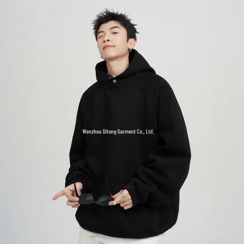 

Lux Men s 450G Heavyweight Loose Fit Hoodie - Trendy Autumn/Winter Casual Button-Up Sweatshirt Jacket Extra Large чорний