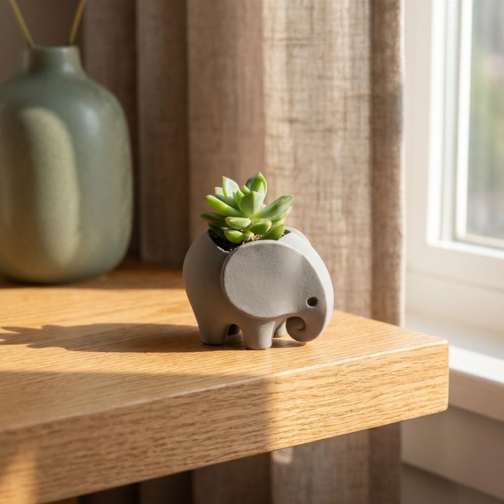 Animal Design 3D Printed Elephant Flowerpot Small Cactus Plant Holder Living Room TV Cabinets
