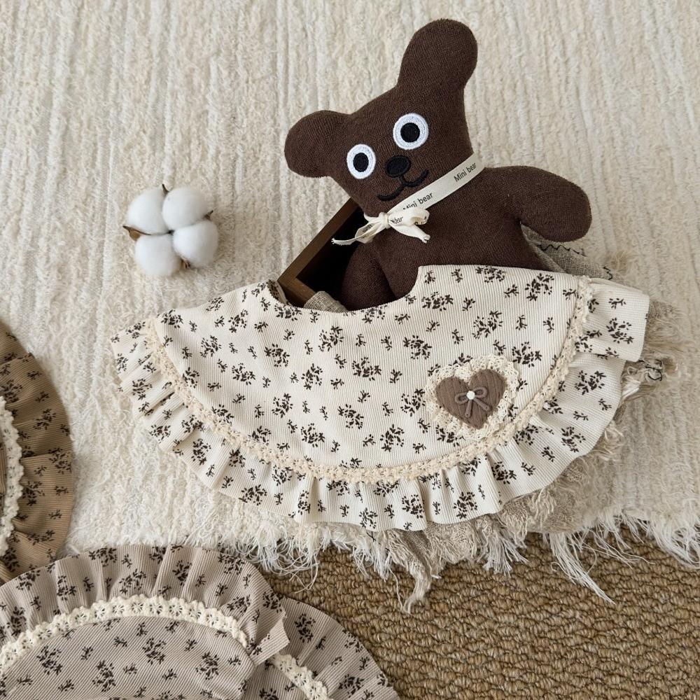 Adjustable Snap Baby Ruffle Bib Floral Lace Saliva Towel Vintage Feeding Drool Bib 0-2 Years Baby