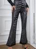 Sommer 2025 Damen High Waist Pailletten Patchwork Weitbeinige Hosen - Europäischer und Amerikanischer Lässiger Modetrend