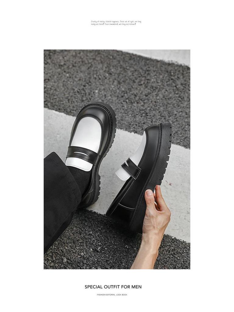 Men's Retro Leather Derby Shoes - Autumn Casual, British Style, Height Increasing, Wear-Resistant, Thick Sole Fashion.