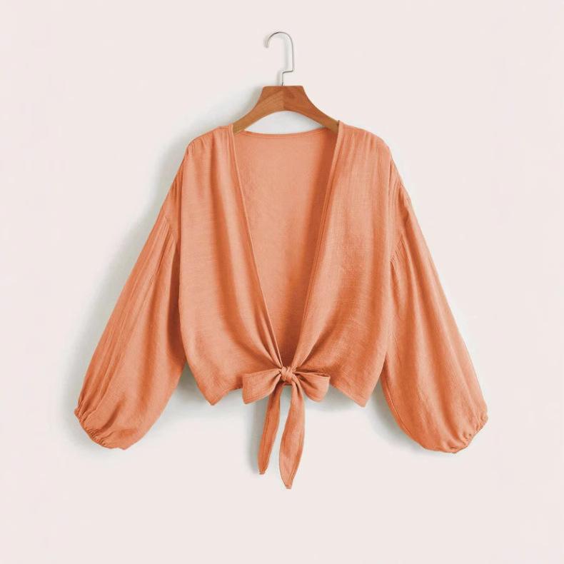 

Однотонные пляжные рубашки Бикини Женские Блузки и Рубашки L коралловый