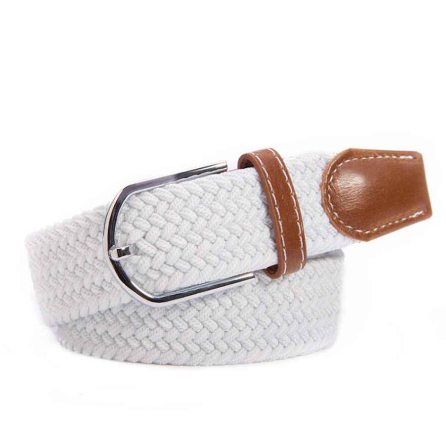 Men Women Colorful Elastic Stretchy Belt Leather End and Silver Metal Buckle Jeans Pant Accessory