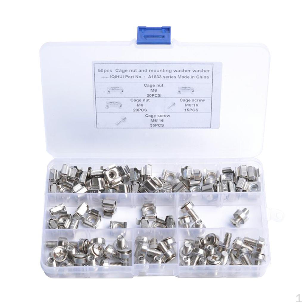

100 6 CAGE NUTS WASHER for RACK MOUNT DATA CABINETS 20mm THREAD