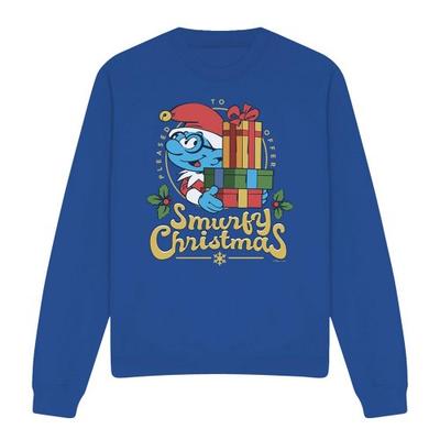 The Smurfs Unisex Adult Brainy Smurf Christmas Sweatshirt