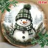 Vintage Metal Snowman Wreath Rustic Aluminum Wall Art Winter Christmas Home Decor Gift